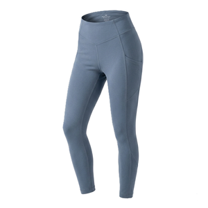 Dusty Blue Color <b>Leggings</b> <b>with</b> <b>Pocket</b> High Waist Full Length Knitted Spandex Polyester Breathable Quick Dry Women's Activewear - Product Image 4