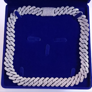 Miami Chain Necklace Men's Rhodium Plated Zinc Alloy Cubic Zirconia Hip Hop Jewelry Gift Link Chain Style - Product Image 2
