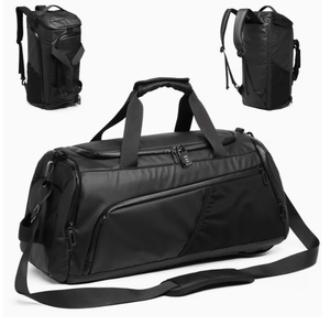 Sac de voyage en cuir noir avec bandoulière réglable et plusieurs poches pour les voyages et la salle de sport, sac de rangement de voyage classique - Product Image 3