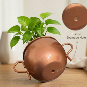Maceta de Metal con Acabado Cobre Saludable, Contenedor Decorativo para Flores, para Plantas de Interior, Moderno Soporte para Plantas de Mesa - Product Image 6