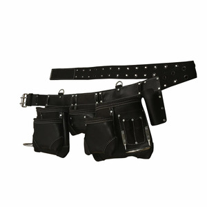 Bolsas de herramientas de cuero genuino de vaca para trabajo pesado con presilla para martillo, impermeables, costuras duraderas, ajuste regulable, para carpintería, aleación - Product Image 3