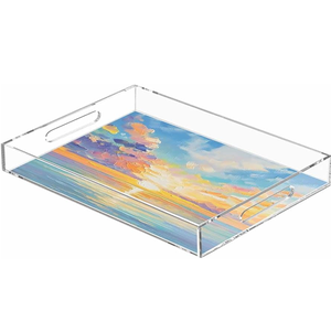 Natural Crafts For Kitchen Organizer & Decorative Acrylic Serving Tray Colorful Printed Transparent Tray crafts At Good Price - Product Image 3