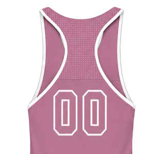 Camiseta de Baño Deportiva sin Mangas, Color Rosa Polvoriento y Blanco, Estilo Racerback, Ligera, de Secado Rápido y Transpirable, para Entrenamiento y Natación - Product Image 4