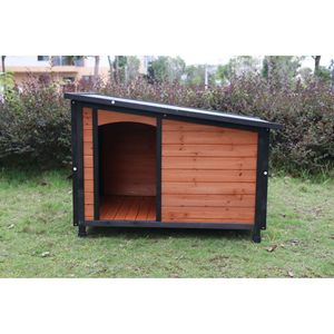 Cuccia per Cani di Taglia Grande in Legno Impermeabile da 46 Pollici, Colori Oro Rosso Nero, per Interni ed Esterni, con Piedini Rialzati per l'Inverno - Product Image 2