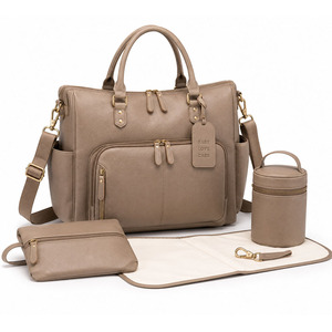<b>Large</b> Capacity Genuine Leather Diaper <b>Bag</b> Multifunctional Baby <b>Changing</b> <b>Bag</b> Waterproof Travel Organizer Tote <b>Bag</b> for Parents - Product Image 1