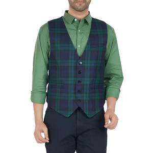 Gilet écossais pour homme, coupe classique ajustée, veste sans manches à carreaux, idéal pour les occasions formelles, les mariages, les fêtes ou le quotidien - Product Image 6