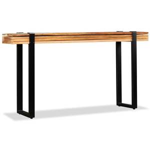 Large Multicolour Solid Reclaimed Wood Console <b>Table</b> with Cast Iron Unique <b>Decorative</b> Piece - Product Image 6