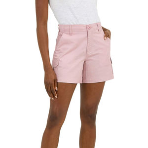 Shorts en maille bleu marine légers pour femmes avec bordure en dentelle blanche, cordon de serrage, taille basse élastique, coupe ajustée, style décontracté et sportif - Product Image 1