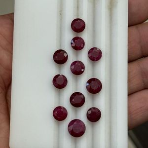 Rubis naturel de Zambie, taille ronde, 6-8 mm, 1-2 carats, AA, corindon rouge chauffé, pierres précieuses en vrac, fourniture en gros pour bijouterie fine - Product Image 5