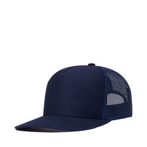 Customizable 5-Panel Navy Blue Mesh Back Trucker Caps Low MOQ Snapback <b>Hats</b> Embroidered Logo for Men Women Performance - Product Image 1