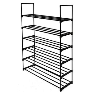 Scarpiera a 6 livelli nera, mobiletto porta scarpe dal design semplice, organizer per camera da letto, ingresso, corridoio, armadio - Product Image 5
