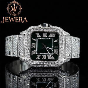 Hip Hop Iced Out Moissanite Diamond Stainless Steel Analog Glass Watch with Premium Craftsmanship for Men's Fashion Gift Giving - Product Image 1