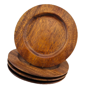 Assiettes rondes en bois pour mariages, écologiques, gravées, finition polie, couleur unie, vaisselle de table AZHAR EXPORT WCP-30 - Product Image 5