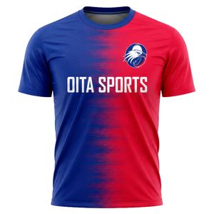 Maillot de football sublimé rouge et bleu pour homme, tenue de sport à manches courtes pour équipe, uniforme de compétition, entraînement en extérieur - Product Image 1