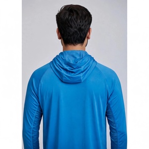 Chemise à manches longues à capuche pour homme, bleu clair, UPF 50, couleur unie, séchage rapide, spandex/polyester, respirante, boutons pression, vêtements de pêche - Product Image 6