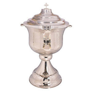 Fontaine de baptême avec couvercle |   Vase de baptême en métal poli – DOUBLE VEE EXPORTS - Product Image 1