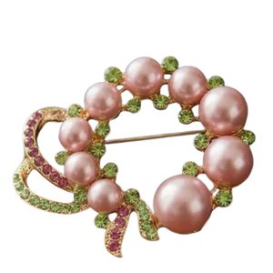 Broche de Perlas Rosas con Cinta de Diamantes de Imitación, Joyería de Moda para Mujer, Pin Decorativo Elegante, Accesorio para Ropa, Bolso, Regalo - Product Image 2