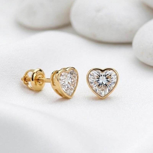 Moissanite Heart Stud <b>Earrings</b> Luxury <b>Fine</b> Jewelry Romantic Everyday Sparkling Gift For Her - Product Image 1