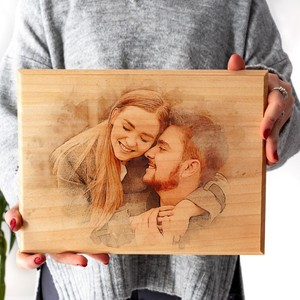 Handmade Wooden Photo <b>Frame</b> Rectangular Rustic <b>Wall</b> Mount Full Color Thermal Transfer Printing Horizontal Orientation - Product Image 5