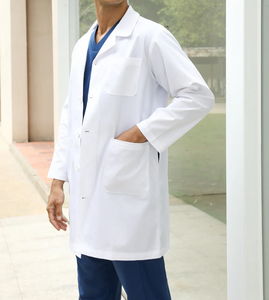 Blouse de laboratoire unisexe en coton blanc, uniforme d'hôpital, tissu tissé, boutonnée sur le devant, usage médical professionnel - Product Image 5