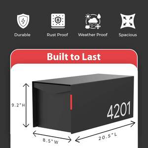 Buzón Vertical Rectangular Moderno de Gran Tamaño para Montar en Poste, de Acero Galvanizado con Recubrimiento en Polvo Mate, Venta al por Mayor, OEM ODM, Vietnam - Product Image 3