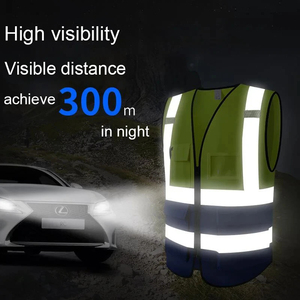 เสื้อกั๊กสะท้อนแสงแบบมองเห็นได้ชัดเจน ANSI Class 1 EN ISO 20471 Class 2 ไฟ LED กันน้ำ สำหรับทำงาน มีหลายกระเป๋า ผลิตจากโพลีเอสเตอร์ตาข่าย เพื่อความปลอดภัย - Product Image 1