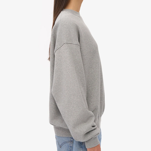 <b>Women</b> Oversized Crew <b>Neck</b> <b>Sweatshirt</b> Solid Color Drop-Shoulder Long Sleeve Knitted Cotton Pullover Autumn Casual Style - Product Image 5