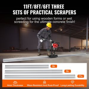 Set di Barre Vibranti per Finitura Cemento a Motore a Benzina da 6ft/8ft/11ft, in Alluminio, a 4 Tempi, con Barra Dritta per Livellamento - Product Image 4