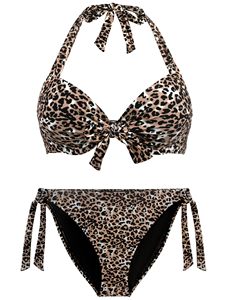 Women's Swimsuit Two Piece <b>Bikini</b> Sets Floral Print Tummy Control Summer V Neck Cut out Lace Up Mid Rise Bathing Suit Beach Wear - Product Image 2