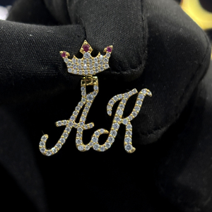 Pendentif personnalisé AK en argent sterling 925 avec moissanite VVS, breloque couronne glacée pour collier - Product Image 4