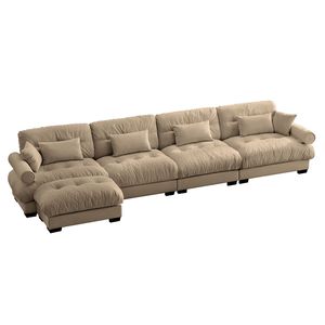 Divano Angolare Moderno in Velluto a Forma di L, Convertibile, Profondo, 4 Posti, Modulare, Comodo, Imbottito per Soggiorno - Product Image 6