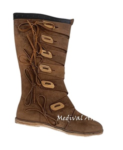 Bottes médiévales en cuir marron faites à la main, à lacets, style viking, pour reconstitution historique, Halloween, Pâques et Noël - Product Image 6