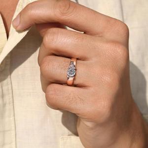Anillo de Oro Macizo para Hombre con Diamante de Corte Portugués, Anillo Solitario con Engaste Tensionado, Anillo de Boda de Lujo, Joyería con Diamante Cultivado en Laboratorio - Product Image 3