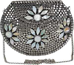 Bolso de mano elegante bohemio con cuentas para mujer, bolso con solapa con patrón geométrico colorido, correa de cadena, bolso de noche para fiesta de gran capacidad - Product Image 4