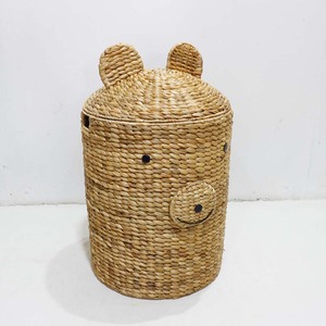 Panier de rangement écologique en jacinthe d'eau en forme d'ours, tressé à la main, avec couvercle, pour organiser les jouets d'enfants, décoration de chambre d'enfant - Product Image 5