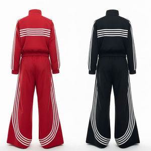 Nuevo conjunto deportivo de alta calidad, tela transpirable, estilo de pierna ancha y diseño de rayas en contraste, y diseño personalizado. - Product Image 5