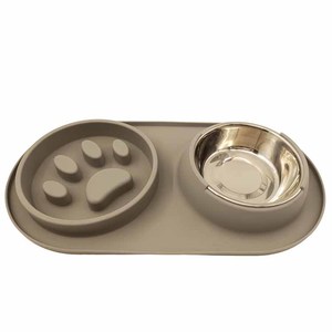 Silicone Slow Feed Mat With Stainless Steel Dish <b>Elevated</b> Dog Feeder Non Slip Eco Friendly Pet Bowl For Healthy Feeding - Product Image 3