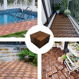 Azulejo de cubierta de madera de Acacia maciza de alta calidad de 300x300mm cuadrado impermeable para uso tradicional al aire libre instalación fácil de hacer clic suave - Product Image 6