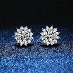 Pendientes de tuerca rosas de primera calidad cultivados en laboratorio, diseño de halo redondo, chapados en plata 925, joyería fina, regalo nupcial para boda - Product Image 3