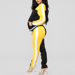 Ensemble de survêtement pour femmes, imprimé animal blanc, bandes latérales, vêtements de sport décontractés, pantalon à cordon de serrage à manches longues, tenue deux pièces - Product Image 5