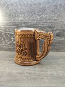 Chope à bière en bois avec motif patte d'ours, cadeau pour les demoiselles d'honneur, cadeau pour lui, cadeau de mariage, cadeau personnalisé, chope à bière viking en bois - Product Image 3