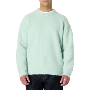 Pull en tricot à col rond pour homme, gris uni, manches longues, 100% acrylique, vêtement d'hiver respirant, épaisseur standard - Product Image 3
