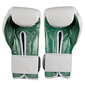 Professional Cleto Reyes Genuine Cowhide <b>Leather</b> Training <b>Gloves</b> With White/Metallic <b>Green</b> Hook and Loop Closure - Product Image 2