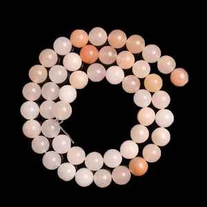 Perles lisses en aventurine rose naturelle, certifiées IGI, pour la fabrication de bijoux, bracelets, colliers, accessoires DIY - Product Image 1
