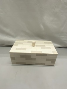 Handmade Bone Inlay Striped Rectangular <b>Box</b> - Modern Black White Linear Pattern Luxury Jewelry <b>Trinket</b> Decorative Storage <b>Box</b> - Product Image 2