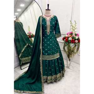 Magnifique vêtement indien et pakistanais, haut-lehenga et dupatta avec broderie et travail de séquence - Product Image 4