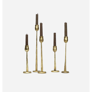 Antique Decorative Metal Taper Candle Holders Gold Set Of 2 Vintage Style Fluted Design Candlestick Holders For Home Wedding - Product Image 2