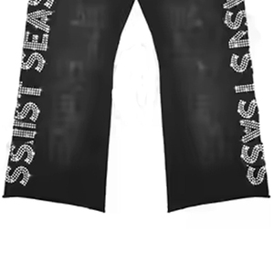 Pantalones deportivos acampanados con logotipo personalizado, estilo urbano, serigrafiados, transpirables, con pedrería termoadhesiva, lavado ácido, y chándal con cremallera estampado. - Product Image 6