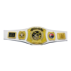 Ceinture de championnat du FBI de Houston, design du Bureau fédéral d'investigation, sangle blanche premium avec plaques dorées - Product Image 1