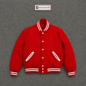 PREMIUM <b>RED</b> VARSITY JACKET FOR MEN FASHION OUTERWEAR JACKET MODERN CASUAL OUTERWEAR URBAN LETTERMAN STYLE Solid Color Button Co - Product Image 5